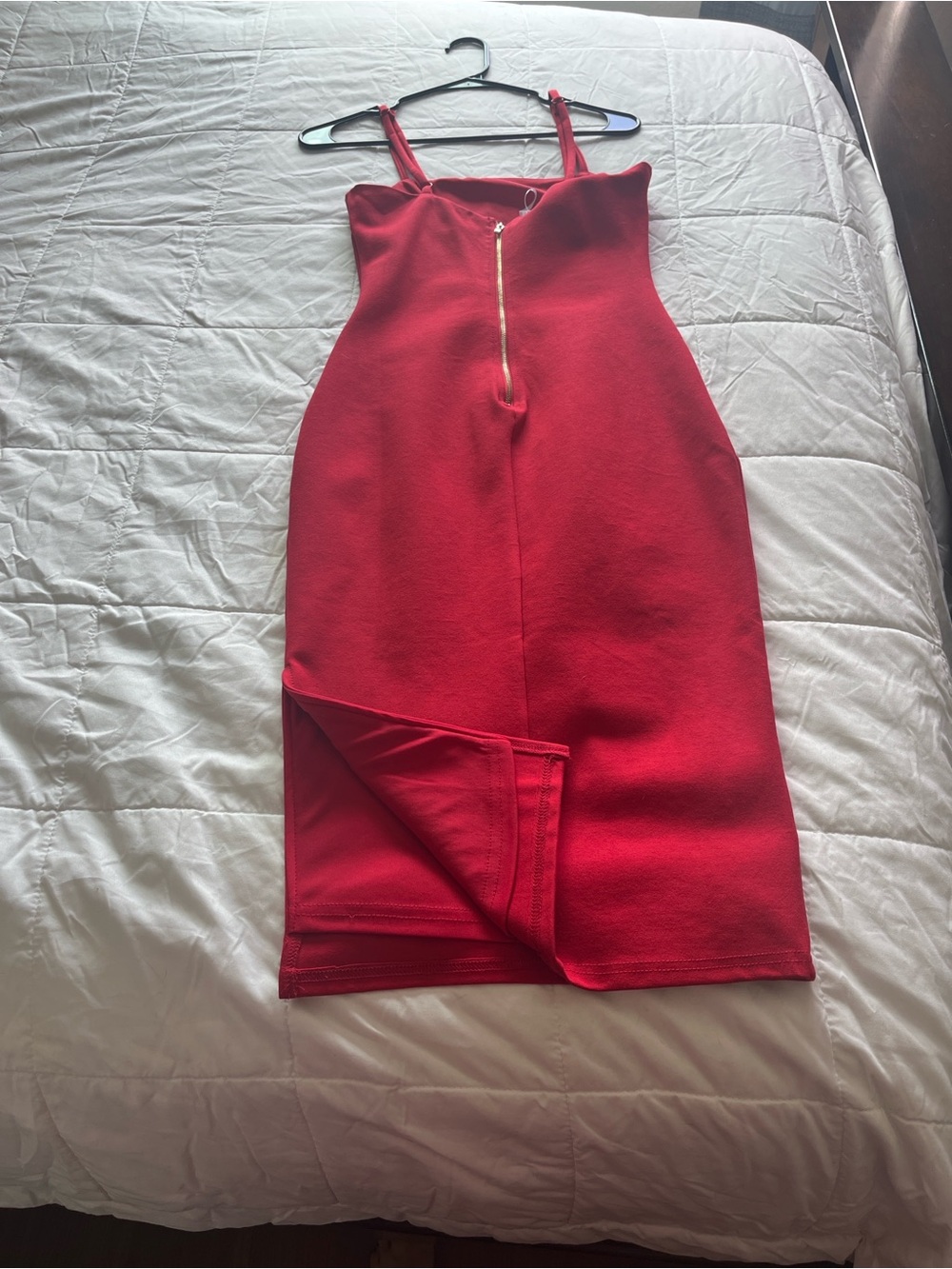 Lulu's Bold Red Midi Bodycon Dress with Front Zip